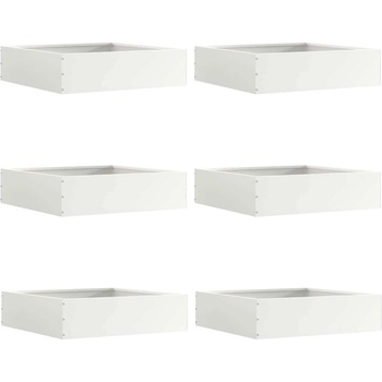 vidaXL Ограда за трева 6 pcs Бяло 50 x 50 x 13 см Стомана (874719)