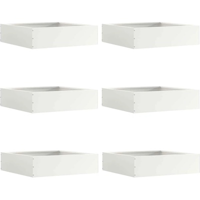 vidaXL Ограда за трева 6 pcs Бяло 50 x 50 x 13 см Стомана (874719)