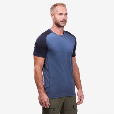 Forclaz tričko s krátkym rukávom MT500 na turistiku z vlny merino modré