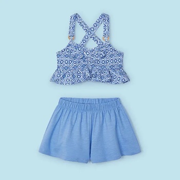 Image 1 of Mayoral Комплект къси панталони в мастилено синьо и топ с детайли за мини момиче Mayoral