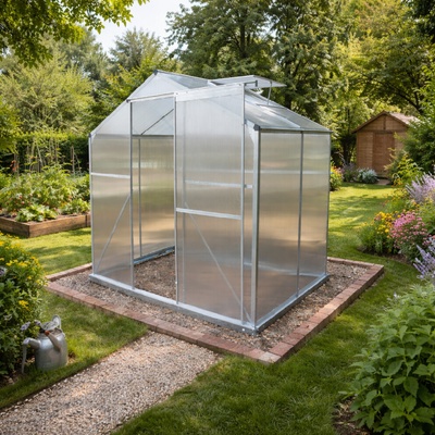 BestBerg Skleník so základňou BBGH‑406S 2,5 m² 130 × 190 × 194 cm strieborná