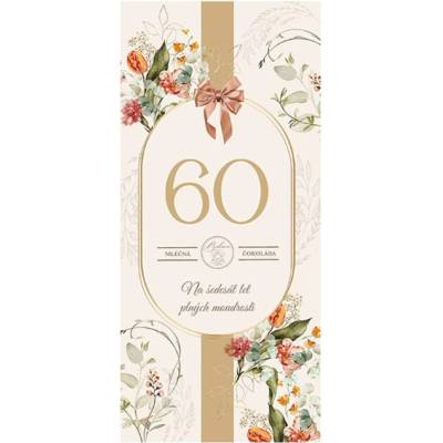 Bohemia Gifts & Cosmetics Mliečna čokoláda 100 g pre ženu k 60. narodeninám (BC250230)