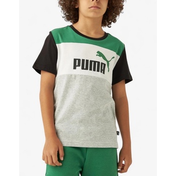 PUMA Essentials+ Colorblock Tee Grey/Green