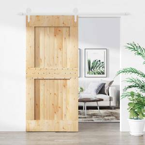 vidaXL Преплъзваща се врата 95 x 210 cm Естествено и бяло (3445186)