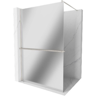Mexen Kioto+ душ екран с полица Walk-in 130 x 200 cm, огледало, четкан никел - 800-130-121-97-50 (800-130-121-97-50)