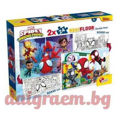 Lisciani Пъзел LISCIANI 99788 - 2 x 24 части - Спайдърмен, Spiderman, двулицеви пъзели (LI99788)