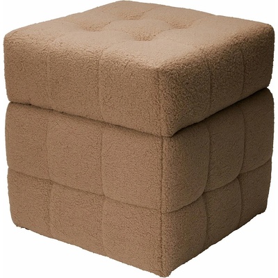 Home Styling Collection Taburet s úložným prostorem SQUARE, potah „beránek“, 38 × 38 × 37 cm, hnědý