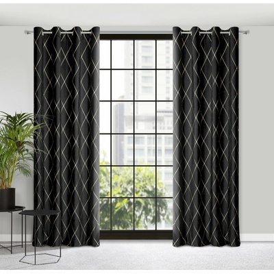 Eurofirany Záves 140x250 cm zamatový čierno zlatý na kovové krúžky MARGO Pierre Cardin
