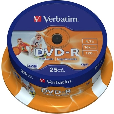 Verbatim DVD-R 4,7GB 16x, AZO, printable, spindle, 25ks (43538)