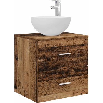 vidaXL Стенен мивка с шкаф Старо дърво 49, 5 x 35 x 63 см (890260)