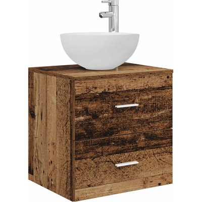 vidaXL Стенен мивка с шкаф Старо дърво 49, 5 x 35 x 63 см (890260)