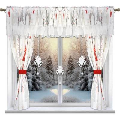 BytoTex Sada záclon s vánočním motivem L693-Vánoční stromek, 400 x 150 cm