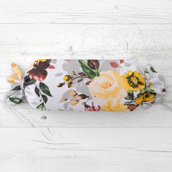 Biante Vankúš valec bonbon Sandra SA-217 Veľké žlté kvety 15x80