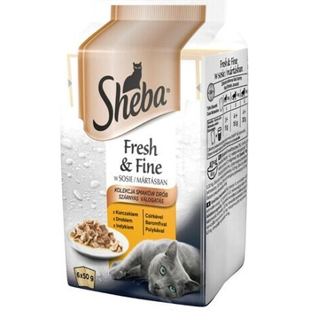 Sheba Mini Fresh & Fine kura a morka v šťave 6 x 50 g
