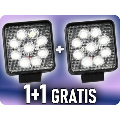 TruckLED LED Epistar pracovné svetlo, hranaté, 27W, 2200 lm, 12/24V, IP67, 1+1 zadarmo! [L0077S]