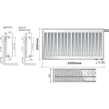 Purmo CV33 600 x 2000
