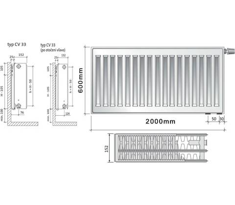 Purmo CV33 600 x 2000