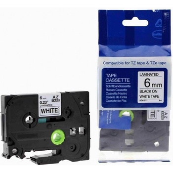 Pro Brother Съвместима лента с Brother TZ-211 / TZe-211, 6mm x 8m, черен печат / бял фон (TZe211)