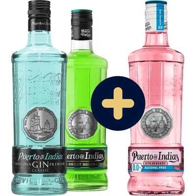Puerto de Indias Classic + Sweet Melon + Strawberry Alcohol free (set 1 x 0.7 l, 1 x 0.7 l, 1 x 0.7 l)