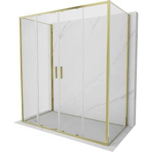Mexen Exo-3S 3-стенна плъзгаща се душ кабина 180 x 70 см, прозрачна, златна (8152-180-070-50-00-3S)