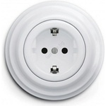 Reblig - Ретро домашна розетка с рамка SCHUKO 230V/16A снежнобяла (RG0151G)