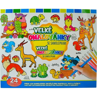 Velké omalovánky se samolepkami se zvířaty z lesa