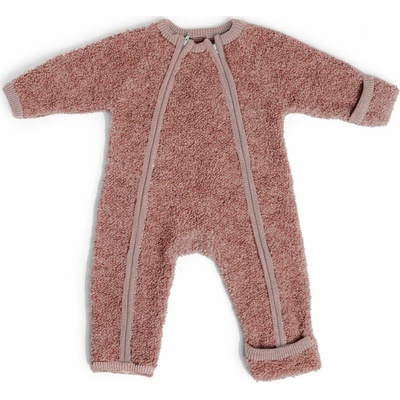 Merino overal bouclé pre deti s ohrnovacími nápletmi Smallstuff rose