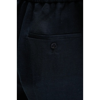 BOSS Къс панталон с лен boss в тъмносиньо с изчистен дизайн с висока талия 50537403 (50537403)