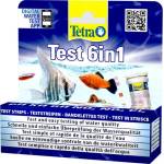 TETRA Test 6in1 - тест лентите за бърза и лесна проверка на качеството на водата - измерват pH, карбонатна твърдост (KH), обща твърдост (GH), нитрити (NO2-), нитрати (NO3-) и хлор (Cl2) - 25 бр