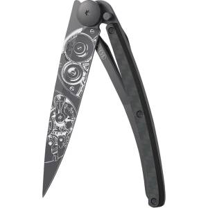 DEEJO 1gc010 tattoo black carbon / Ултралеко джобно ножче с карбонова дръжка и татуировка (1gc010)