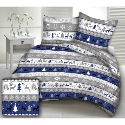 TiaHome Obliečky bavlna Vianočné obliečky Christmas modré 70x90 140x200