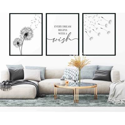 Set 3 obrazů - PAMPELIŠKA Velikost: 21 x 30