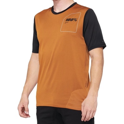 100% Ridecamp pánsky krátky rukáv Terracotta/Čierna
