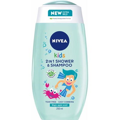 Nivea Kids Детски душ гел и шампоан 2 в 1, 250 ml
