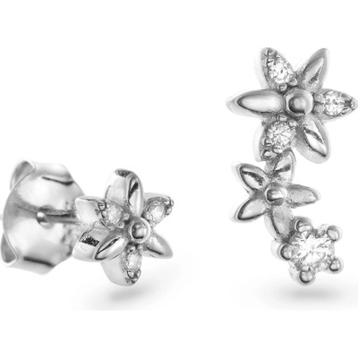 Again Jewelry Asymetrické stříbrné náušnice s kubickými zirkony AJNS0035