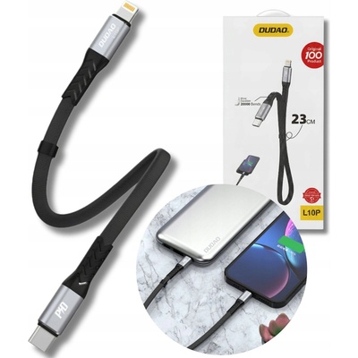 Kábel USB-C na Lightning Dudao 20W PD 0,23 m (čierny) L10P
