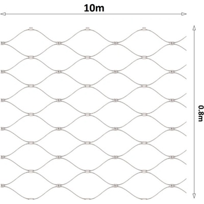 Lanková sieť, 0,8 x 10 m, oko 60 x 104 mm, ø 2 mm, AISI 316