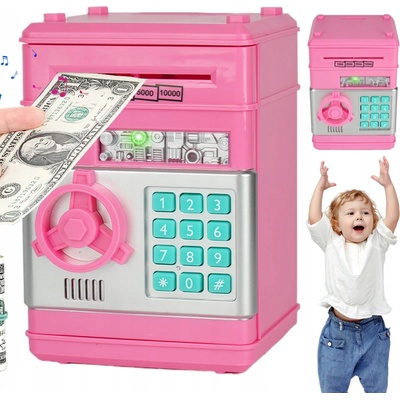 Elektronický Sejf Bankomat Pokladnička na PIN pro Děti Růžový