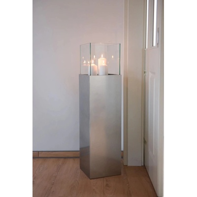 Dekoratívny svietnik / stĺp CANDELA, hliníkový kompozit, výška 100 cm, strieborná metalíza