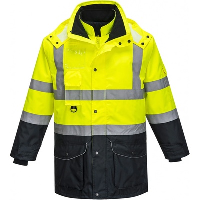 Portwest S426 HI VIS CONTRAST TRAFFIC reflexná bunda 7v1 Fluorescenčno žltá Námornícka modrá