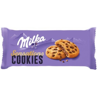 Milka Cookie Sensations sušenky plněné, s kousky čokolády 156 g