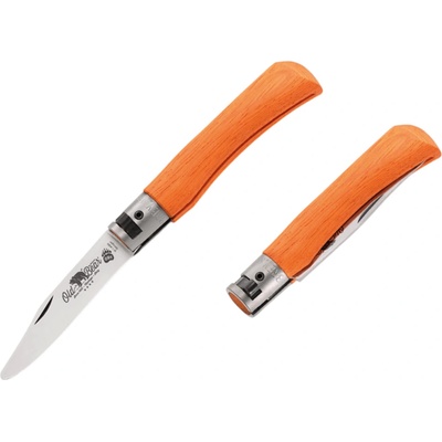 OLD BEAR S - SATIN STAINLESS STEEL, ORANGE LAMINATED HANDLE, ROUNDED TIP 9357/17_MOK