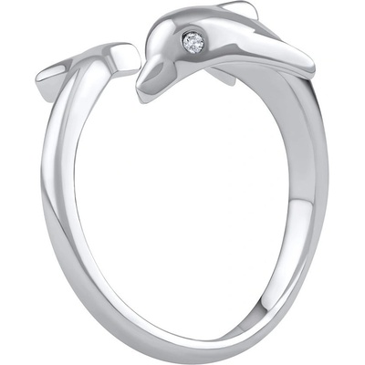 SILVEGO Stříbrný otevřený univerzální prsten Astel delfín s Brilliance Zirconia JJJ0004R