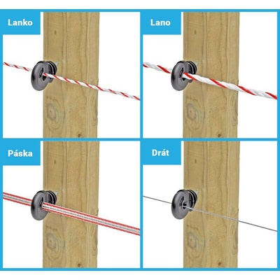 VNT electronics s.r.o. Izolátor pro elektrický ohradník kruhový, pro drát, lanko, lano a pásku do 12 mm - 25 ks