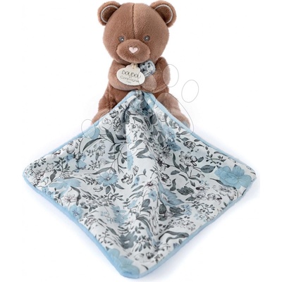 Doudou et Compagnie Plyšový medvedík na maznanie Bear Boh'aime hnedo modrý 12 cm DC4019