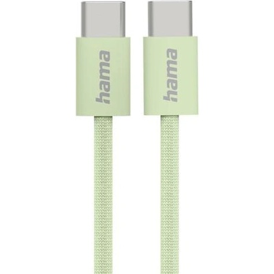 Hama Кабел за зареждане "Fabric", USB-C - USB-C, 1 m, Nylon, зелен (HAMA-201726)