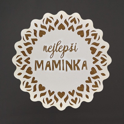 Amadea Dřevěný podtácek kulatý text nejlepší maminka průměr 10,5cm