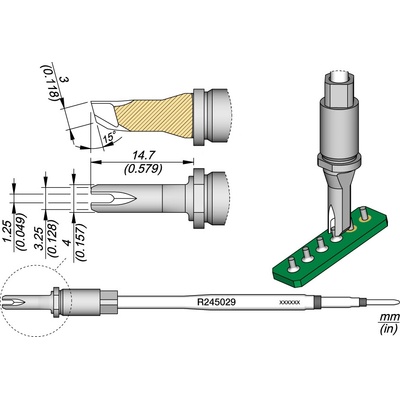JBC R245029 – hrot pro tažené pájení s drážkou 1,25 mm