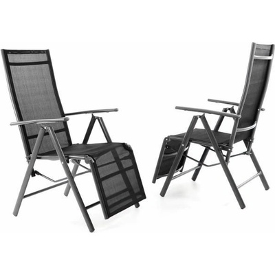 Garthen 40743 Zahradní sada 2x hliníkové skládací křeslo s podnožkou RELAX