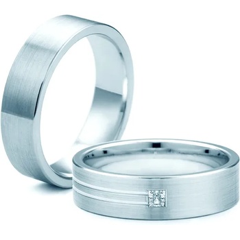 Image 1 of SAVICKI Сватбени халки: бяло злато, плоски. 5.3 мм